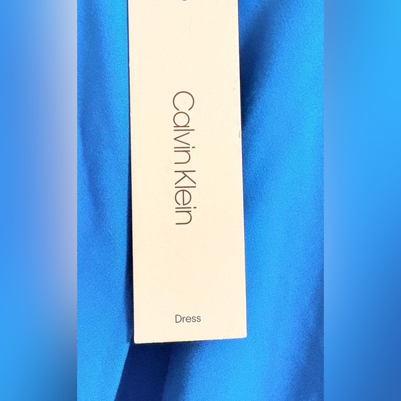 Calvin Klein Asymmetrical Dress in Bright Blue - Picture 3 of 5